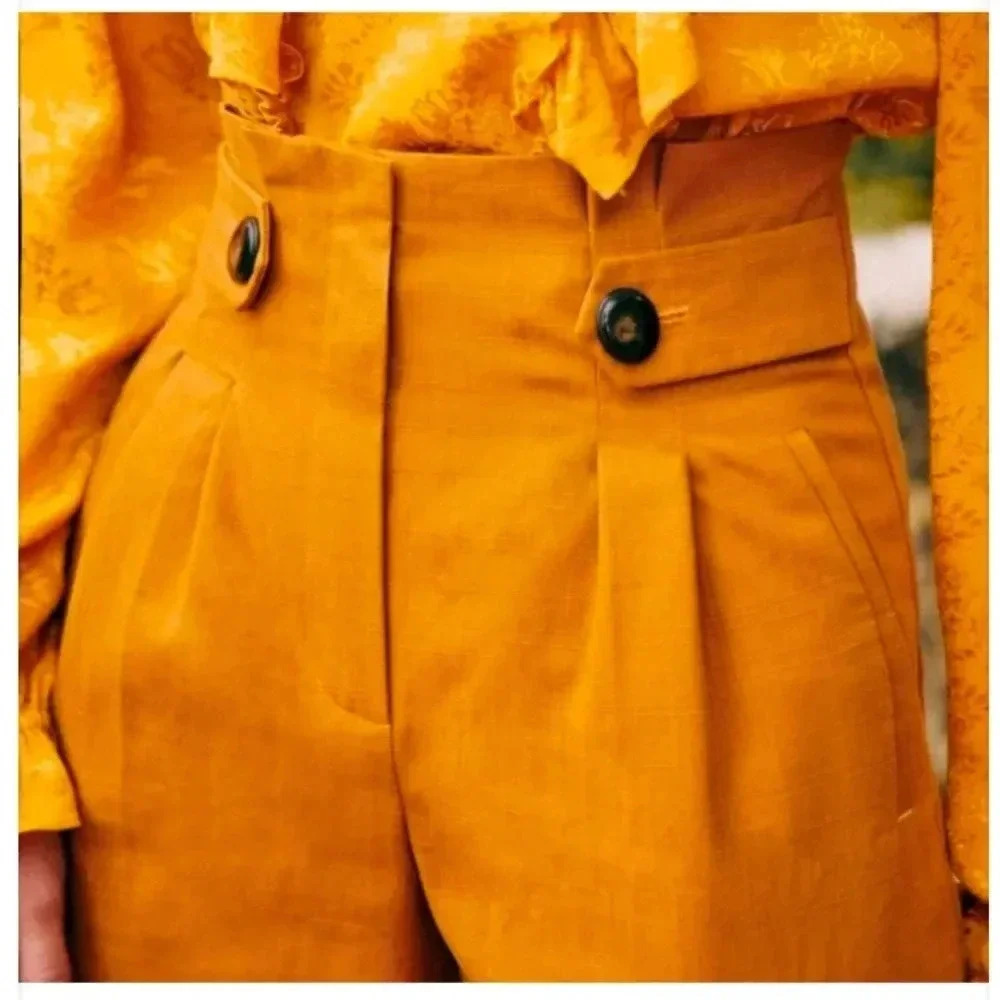 Sézane pants Mustard yellow Armando Trousers 14 Ocre $288 - Picture 2 of 14